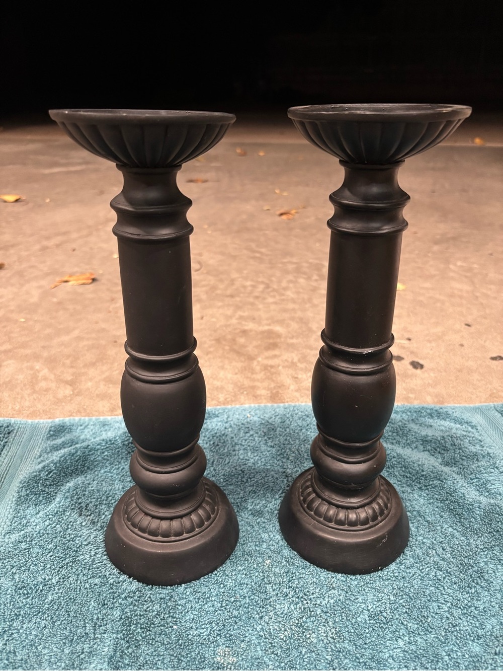 Classic Black Turned Candlestick Pair - Home Accents